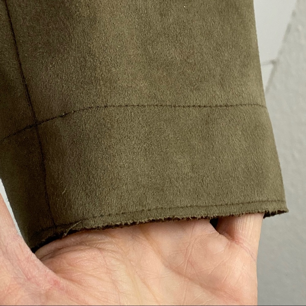 NEW ZARA Small Faux Suede Leather Open Hooded Jacket Coat - Picture 4 of 10